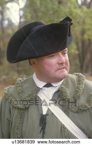 Stock Photo - Participant during an American Revolution reenactment, Continental Army. Fotosearch
