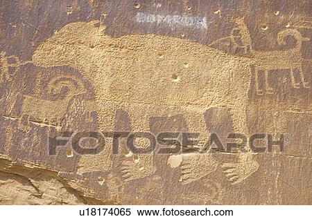 Stock Photography - Petroglyph of a bear, Newspaper Rock, Southern UT. Fotosearch