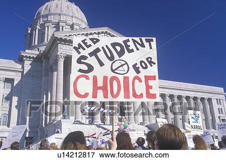 Protestors with signs at pro-choice rally at State Capitol Building, Missouri View Large Photo Image Stock Photo - Protestors with signs at pro-choice rally at State Capitol Building, Missouri. Fotosearch