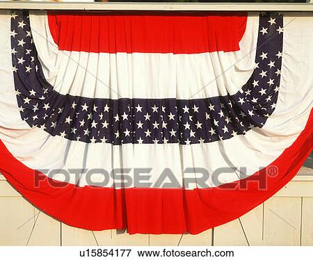 Red, white and blue bunting View Large Photo Image Stock Photo - Red, white and blue bunting . Fotosearch