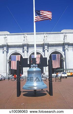 Stock Image - Replica of Liberty Bell, Union Station, Washington, D. C.. Fotosearch