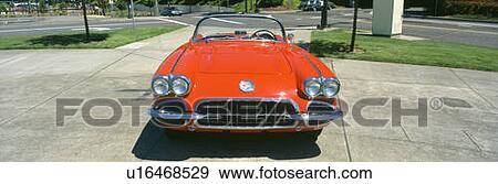 Stock Photo - Restored red 1959 Corvette. Fotosearch