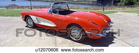 Stock Photograph - Restored red 1959 Corvette. Fotosearch