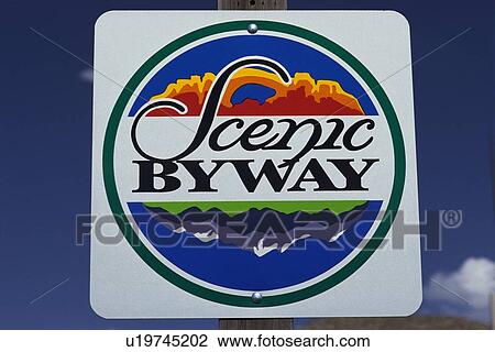 Road sign that says, Scenic Byway View Large Photo Image Stock Image - Road sign that says, Scenic Byway. Fotosearch