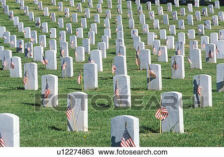 Stock Image - Rows of Gravestones, Los Angeles, California. Fotosearch