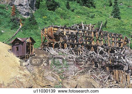 Stock Photo - Ruins of old Silver Trust Mine in Ruby City, CO. Fotosearch