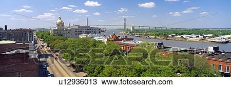 Stock Image - Savannah River, Savannah, Georgia. Fotosearch