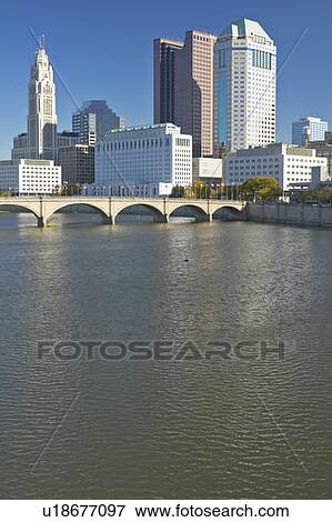 Scioto River and Columbus Ohio skyline in autumn, with setting sunlight View Large Photo Image Stock Photo - Scioto River and Columbus Ohio skyline in autumn, with setting sunlight. Fotosearch