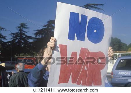 Stock Image - Sign? No War? at peace rally. Fotosearch