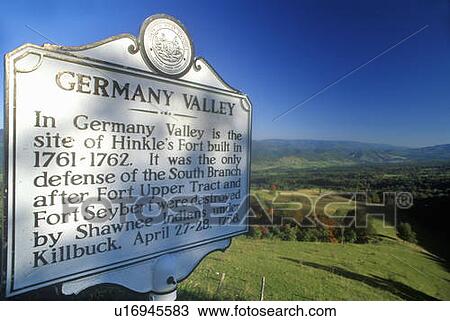 Stock Image - Sign overlooking Germany Valley, Allegheny Mountains, Scenic Route 219, WV. Fotosearch