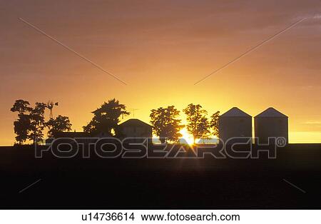 Silhouette of farm and outbuildings View Large Photo Image Picture - Silhouette of farm and outbuildings. Fotosearch