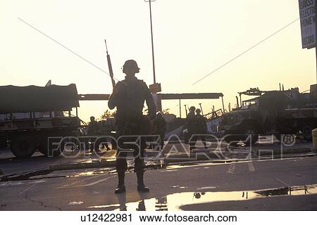 Silhouetted National Guard during 1992 riots View Large Photo Image Stock Image - Silhouetted National Guard during 1992 riots. Fotosearch