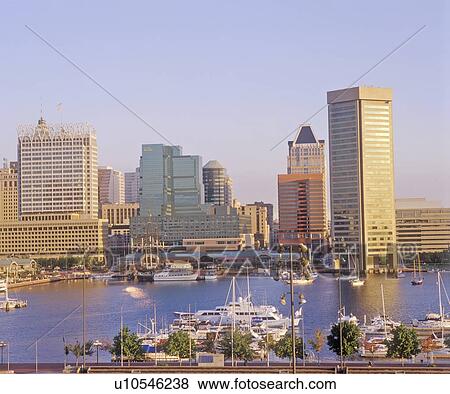 Stock Photo - Skyline and Harbor of Baltimore, Maryland. Fotosearch