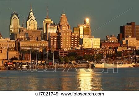 Skyline View of Philadelphia, Pennsylvania, view from Camden, New Jersey View Large Photo Image Stock Photo - Skyline View of Philadelphia, Pennsylvania, view from Camden, New Jersey. Fotosearch