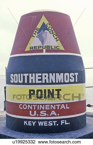 Stock Image - Southernmost point of the continental United States, Key West, Florida. Fotosearch