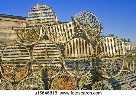 Stock Photo - Stacks of lobster traps. Fotosearch