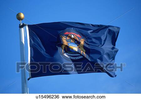 Stock Photograph - State Flag of Michigan. Fotosearch