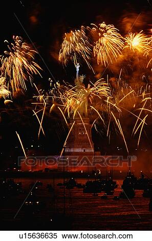 Statue of Liberty and fireworks on Liberty Weekend. View Large Photo Image Stock Photography - Statue of Liberty and fireworks on Liberty Weekend.. Fotosearch