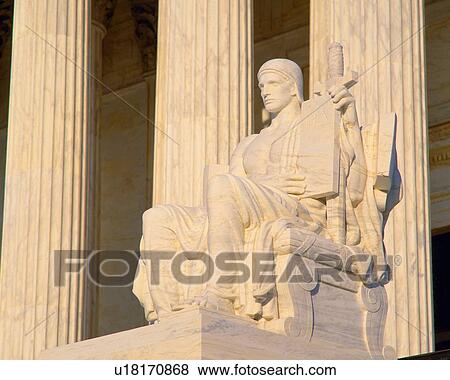 Stock Photo - Statue outside US Supreme Court, Washington DC. Fotosearch