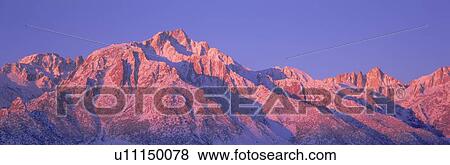 Stock Photo - Sunrise at 14, 494 feet, Mount Whitney near Lone Pine, California. Fotosearch
