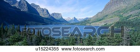 Stock Photography - Sunrise over St. Mary Lake, Glacier National Park, Montana. Fotosearch