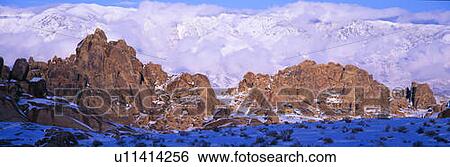 Stock Photograph - Sunset at Alabama Hills and Inyo Mountains near Lone Pine, California. Fotosearch