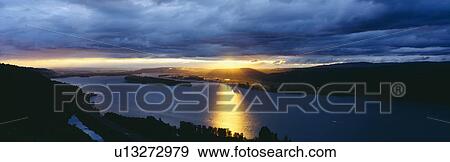 Sunset over Columbia River, view toward Portland, Oregon View Large Photo Image Stock Photo - Sunset over Columbia River, view toward Portland, Oregon. Fotosearch