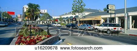 Sunset Plaza, Sunset Blvd, Los Angeles, California View Large Photo Image Stock Photo - Sunset Plaza, Sunset Blvd, Los Angeles, California. Fotosearch