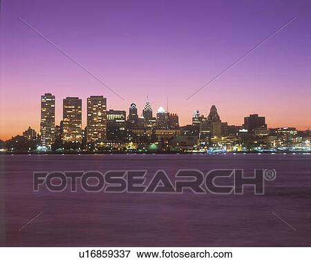 Sunset view of skyline of Philadelphia, Pennsylvania from the Delaware River View Large Photo Image Stock Photo - Sunset view of skyline of Philadelphia, Pennsylvania from the Delaware River. Fotosearch