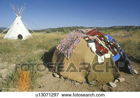 Stock Photo - Sweat Lodge and teepee. Fotosearch