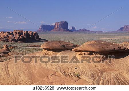 Stock Photo - Swirling Sandstone Rock Formations, Monument Valley, Arizona. Fotosearch