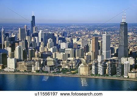 Stock Photo - The Chicago Skyline, Chicago, Illinois. Fotosearch
