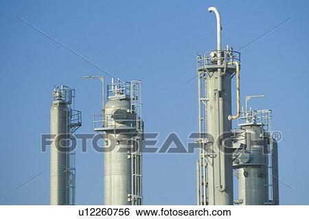 Stock Photograph - The top of a chemicals and plastics plant. Fotosearch