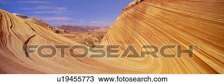 Stock Image - The Wave, Sandstone Formation, Kenab, Utah. Fotosearch