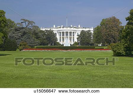 Stock Photo - The White House South Lawn with Truman Balcony, Washington D. C.. Fotosearch