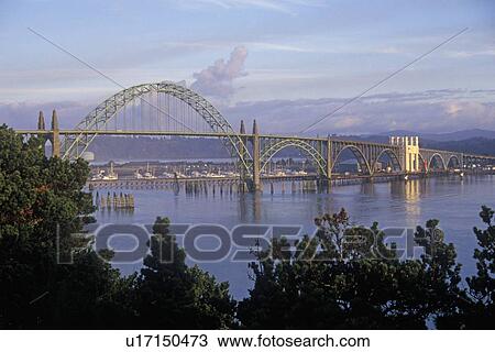 Stock Image - The Yaquina Bay Bridge in Newport, Oregon. Fotosearch