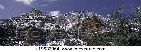 Picture - These are the red rocks of Sedona after a freshly fallen snow.. Fotosearch