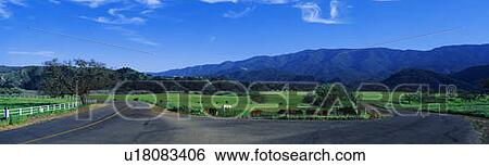Stock Photograph - This is a country intersection with a fork in the road. Fotosearch
