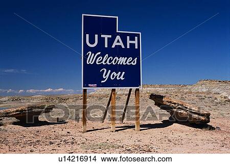 This is a road sign that says Utah welcomes you. View Large Photo Image Picture - This is a road sign that says Utah welcomes you.. Fotosearch