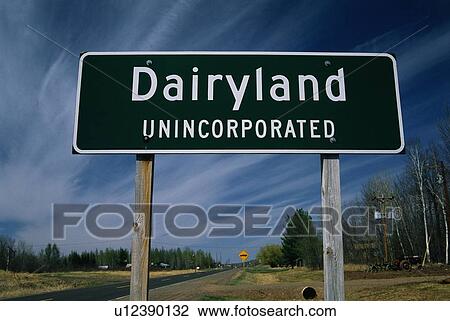 Stock Image - This is a road signs that says Dairyland.. Fotosearch