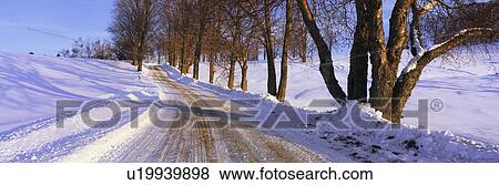 This is a snowy road at sunrise View Large Photo Image Stock Photo - This is a snowy road at sunrise. Fotosearch
