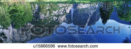 This is a water reflection of Upper Yosemite Falls in the spring. View Large Photo Image Stock Photograph - This is a water reflection of Upper Yosemite Falls in the spring.. Fotosearch