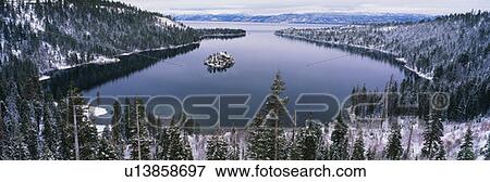 This is Emerald Bay after a winter snow storm View Large Photo Image Stock Photo - This is Emerald Bay after a winter snow storm. Fotosearch
