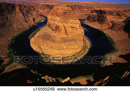 Stock Photo - This is Horse Shoe Bend and the Colorado River. It is the morning view.. Fotosearch
