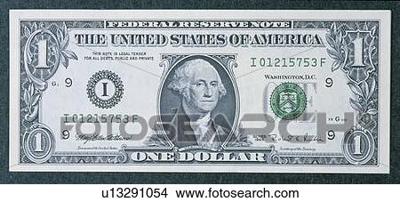 This is the front of a one dollar bill showing the portrait of George Washington in the center. View Large Photo Image Picture - This is the front of a one dollar bill showing the portrait of George Washington in the center.. Fotosearch