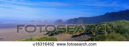 Stock Image - This is the sand and rocky beach along the Oregon coast. Fotosearch
