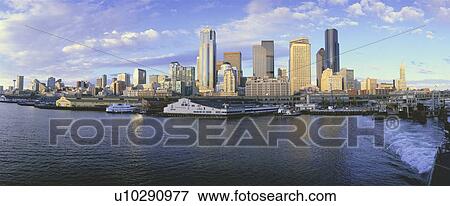This is the skyline and harbor of Seattle. View Large Photo Image Stock Photo - This is the skyline and harbor of Seattle.. Fotosearch