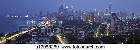 Stock Photo - This is the skyline with Lake Michigan and Lake Shore Drive. Fotosearch