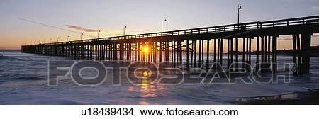Picture - This is the Ventura Pier at sunset. . Fotosearch