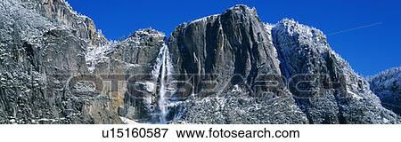 Stock Photo - This shows the Bridal Veil Falls during winter. Fotosearch
